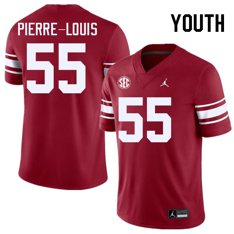 Youth #55 Eddy Pierre-Louis Oklahoma Sooners 2024 SEC Conference College Football Jerseys-Throwback